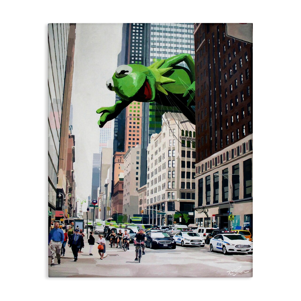 Stupell Industries Frog Character over City Canvas Design by Keith Thomson